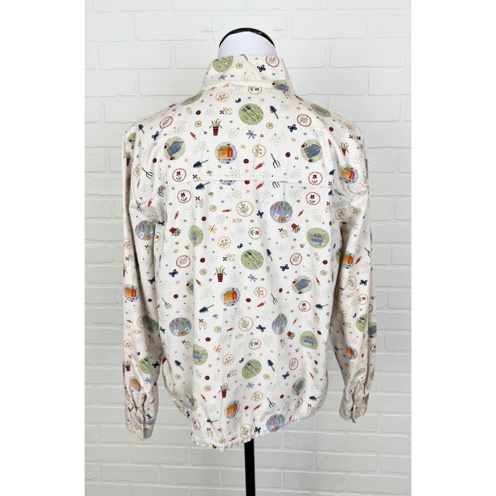 Christopher & Banks Garden Print Full Zip Cotton Jacket Tan Size Medium - Picture 5 of 8